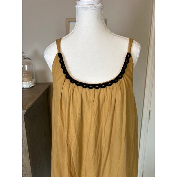 Tibi | Tan/Black Embroidered Balloon Hem Summer Dress | 8 - Picture 5 of 14